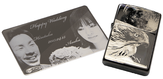 ライターケースに写真彫り
