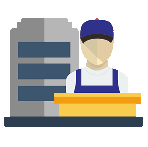 カウンターに立つ男性